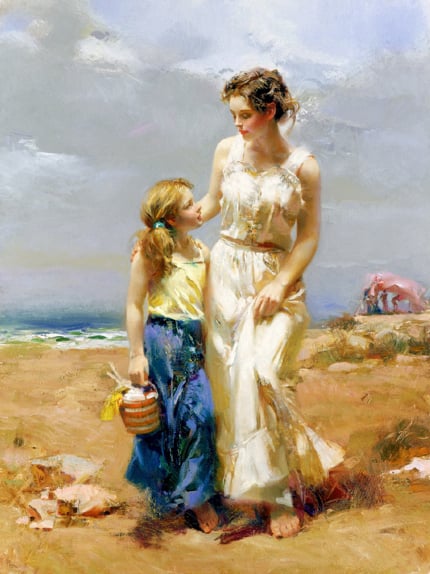 Title: By the Sea Medium: Giclée on Canvas Embellished Edition Size:  16 x 12