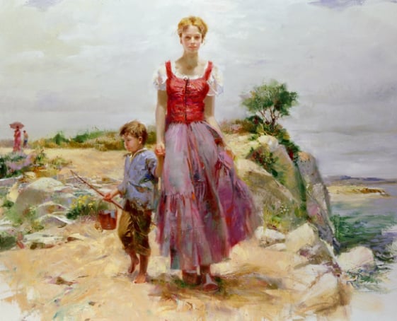 Title: Cliffside Retreat Medium: Giclée on Canvas Embellished Edition Size:  32 x 40