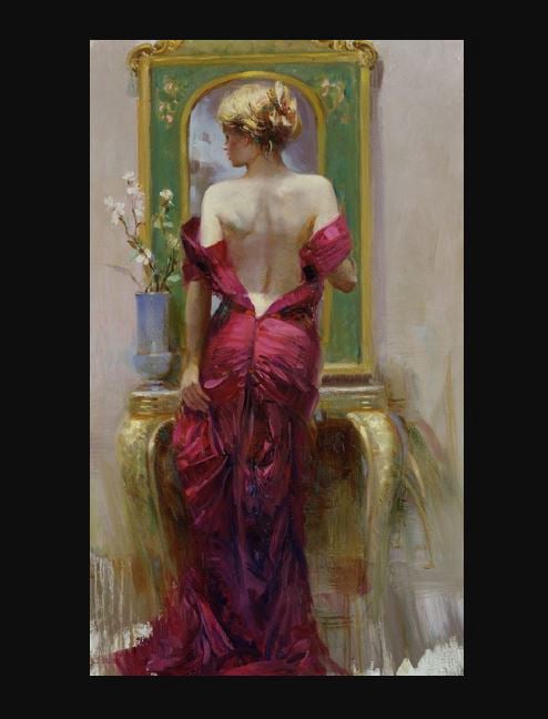 Title: Elegant Seduction Medium: Giclée on Canvas Hand Embellished Size:  40 x 24