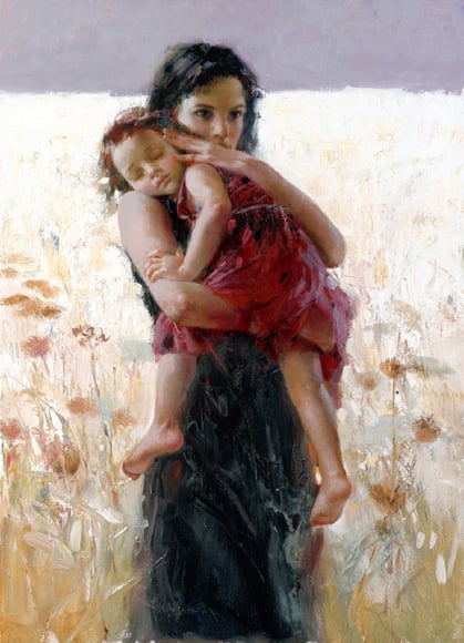 Title: Maternal Instincts Medium: Giclée on Canvas Hand Embellished Size:  34 x 24