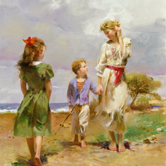 Title: Seaside Retreat Medium: Giclée on Canvas Embellished Edition Size:  12 x 12