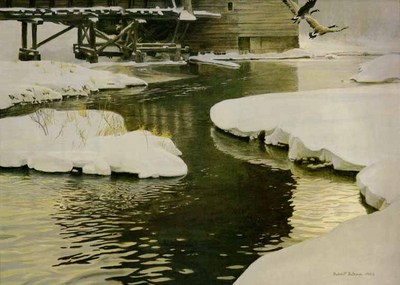 Mill Pond – Canada Geese – Premier Edition- Signed By The Artist								 – Paper Lithograph
								 – Limited Edition
								 – 250 S/N
								 – 
								18 3/8 x 24 1/4