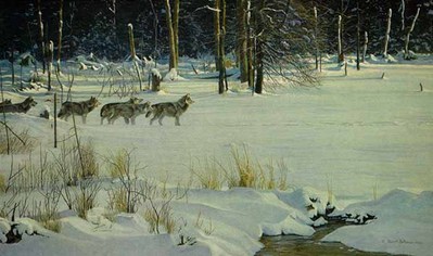 Wolves On The Trail- Signed By The Artist								 – Paper Lithograph
								 – Limited Edition
								 – 950 S/N
								 – 
								16 1/8 x 26 1/2