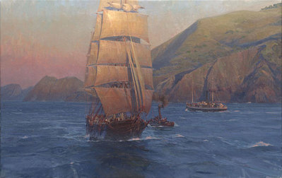Sunrise In The Golden Gate, Down Easter Benjamin Packard- Signed By The Artist								 – Canvas Giclee
								 – Limited Edition
								 – 45 S/N
								 – 
								24 x 38
