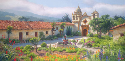 Little Old Mission By The Sea, Circa 1940- Signed By The Artist								 – Canvas Giclee
								 – Limited Edition
								 – 25 S/N
								 – 
								24 x 48