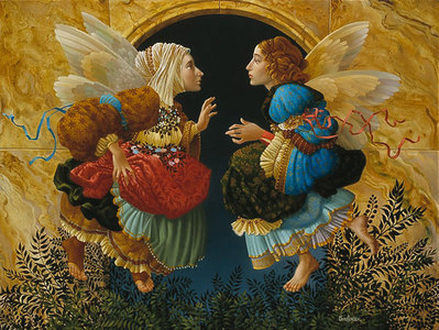 Two Angels Discussing Botticelli- Signed By The Artist								 – Paper Lithograph
								 – Limited Edition
								 – 2950 S/N
								 – 
								12 x 16