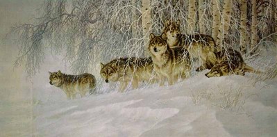 Winter’s Lace – Gray Wolves- Signed By The Artist								 – Canvas Lithograph
								 – Limited Edition
								 – 10 A/P
								 – 
								18 x 37