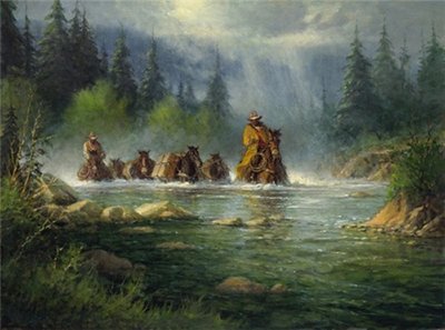 Spring River Crossing- Signed By The Artist								 – Canvas Lithograph								 – Limited Edition								 – 950 S/N								 – 								25 1/2 x 34