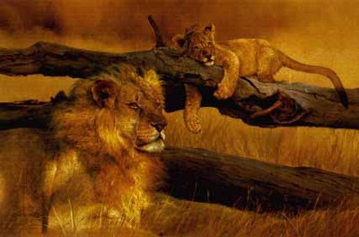 The Waiting Game – Lion And Cub- Signed By The Artist								 – Paper Lithograph
								 – Limited Edition
								 – 76 A/P
								 – 
								20 1/2 x 31 5/8
