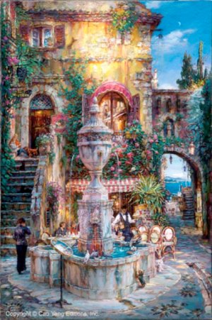 Twilight By The Fountain– SIGNED BY THE ARTIST – ARCHIVAL GICLEE ON CANVAS – LIMITED EDITION