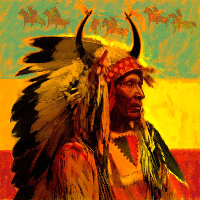 Mahto Tohpe (Four Bears)- Signed By The Artist								 – Canvas Giclee
								 – Limited Edition
								 – 35 S/N
								 – 
								24 x 24