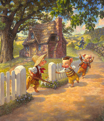 Three Little Pigs- Canvas Giclee
								 – Open Edition
								 – Fine Art
								 – 
								14 x 12